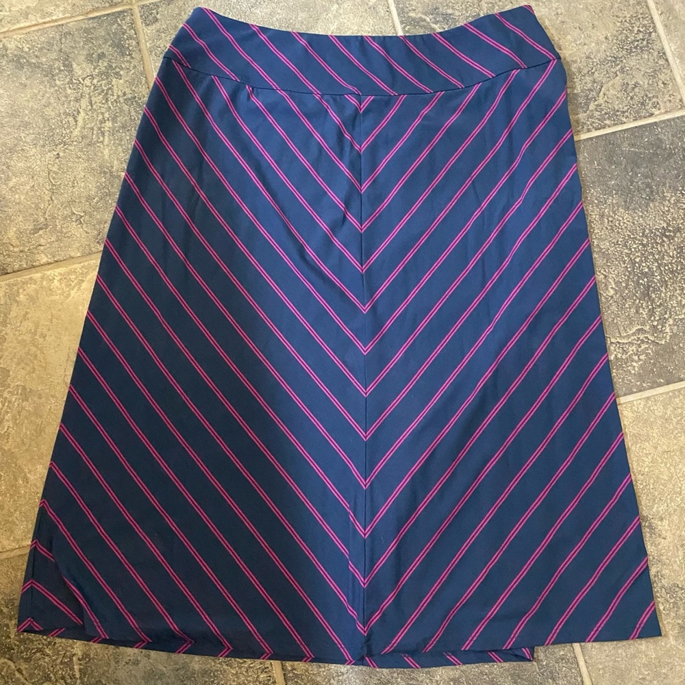 L.L. Bean Navy Blue Skirt with Pink Stripes